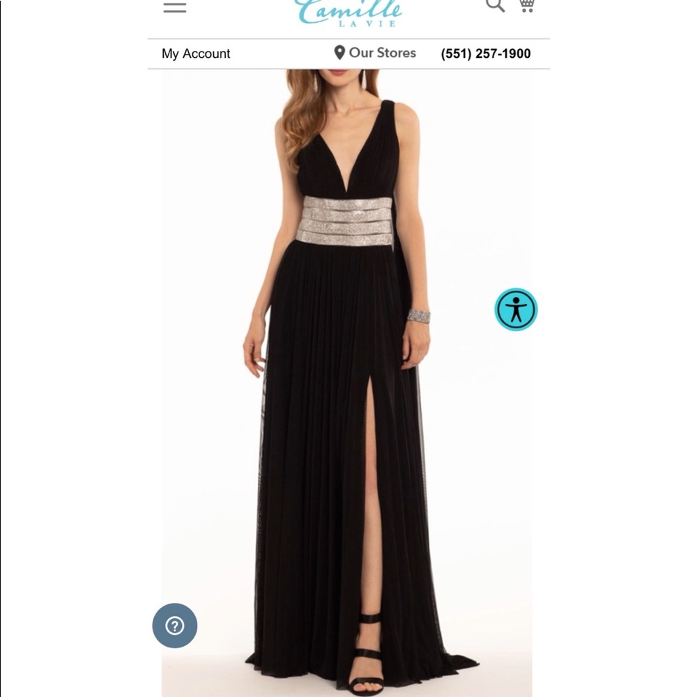 Mesh Rhinestone Waist Dress With Back Cascade from Camille La Vie